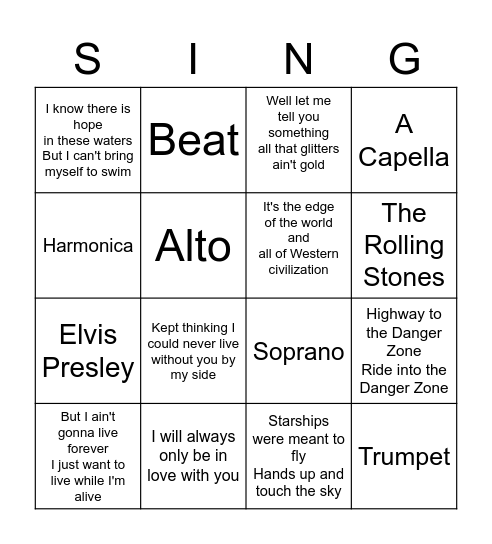 MUSIC MUSIC MUSIC Bingo Card