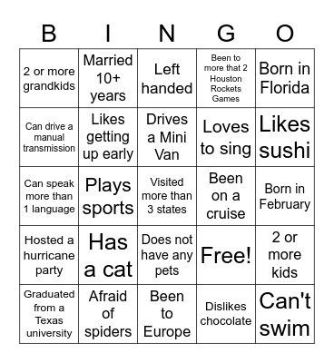 Networking Bingo Card