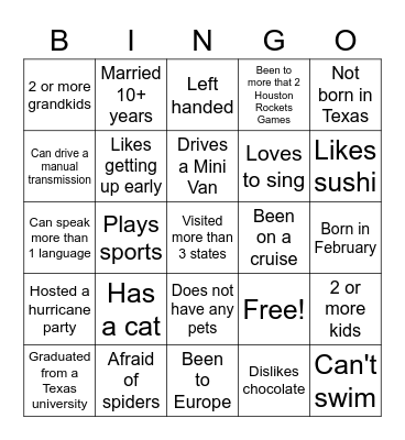 Networking Bingo Card