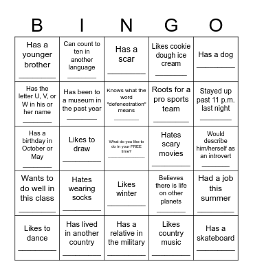 Icebreaker Bingo - Find Someone Who ... Bingo Card