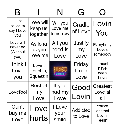 Love is all you need Bingo Card