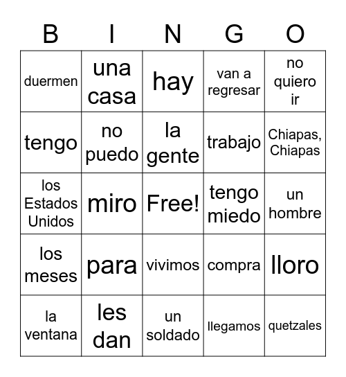 Esperanza: Capítulo 5 Bingo Card
