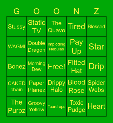 GOONZ! (BINGO) Bingo Card