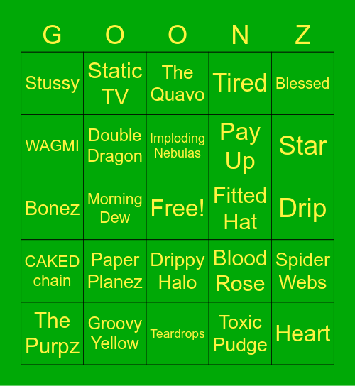 GOONZ! (BINGO) Bingo Card