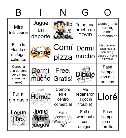 ¿Qué hiciste durante tus vacaciones? Bingo Card