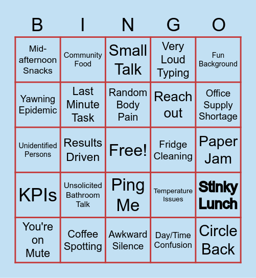 Office Bingo Card