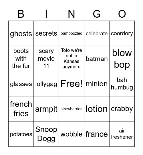 Cord Bingo Card