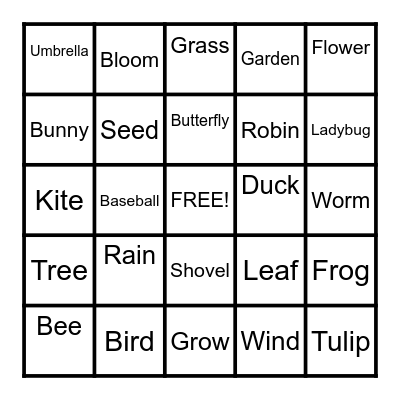 Spring Word Bingo Card