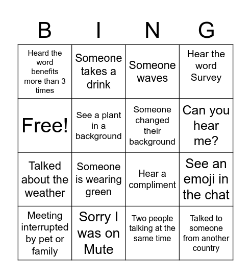 Total Rewards Bingo Game Bingo Card