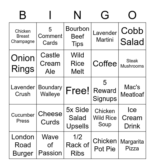 Black Woods Bingo Card