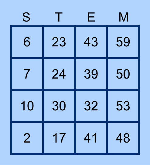 Newark Collegiate Academy STEMspys 2022 Bingo Card