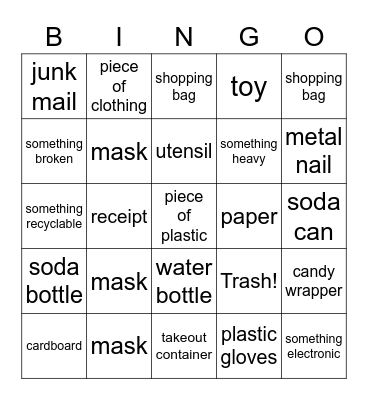Trash Tag Bingo Card