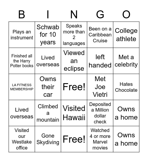 Elevation 2022 Bingo Card