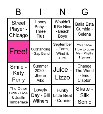 REJ Committee's Musical Bingo! Bingo Card
