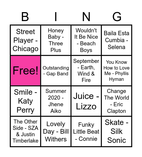 REJ Committee's Musical Bingo! Bingo Card