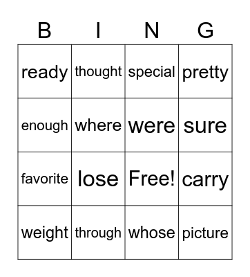 Second-Grade Sight Words Bingo Card