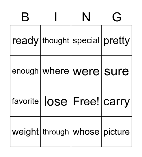 Second-Grade Sight Words Bingo Card