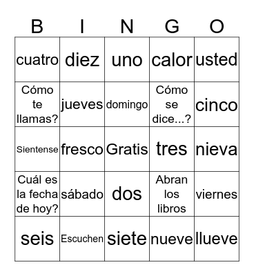 Lección Preliminar Bingo Card