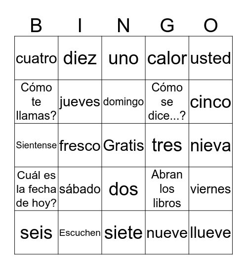 Lección Preliminar Bingo Card