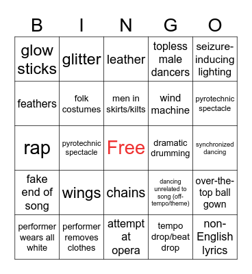 EUROVISION BINGO! Bingo Card