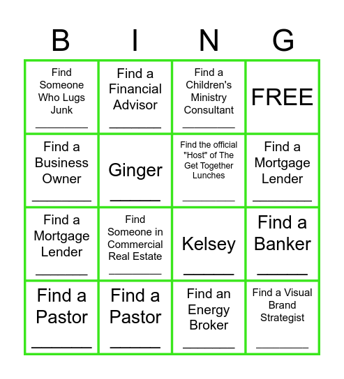 The Get Together Bingo Card