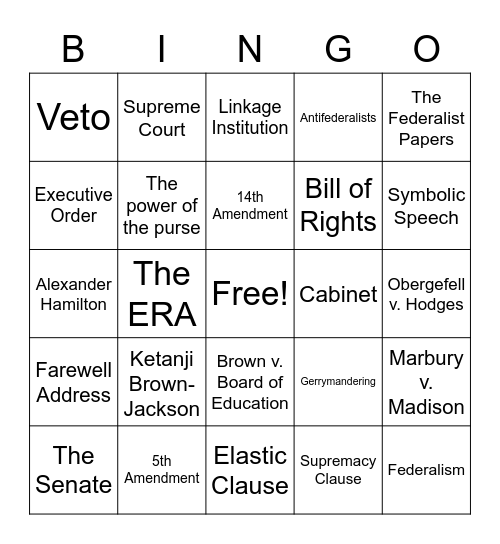 Government Bingo Card