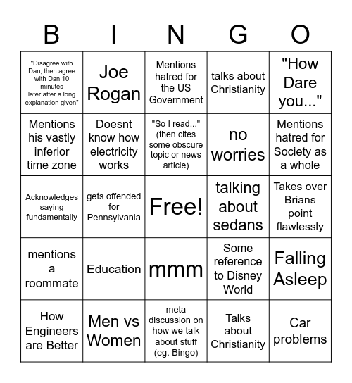 Brian's Card Bingo Card