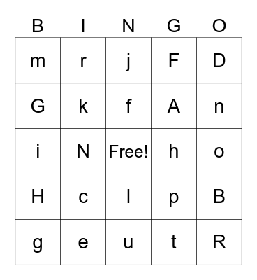 alphabet Bingo Card