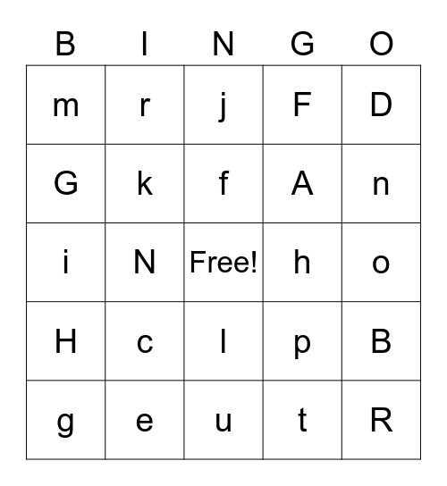 alphabet Bingo Card