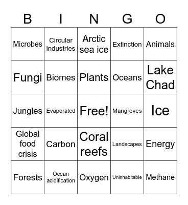 Biodiversity Equals Stability Bingo Card