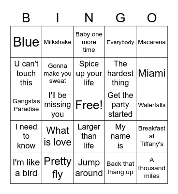 Party like it's 1999 Bingo Card