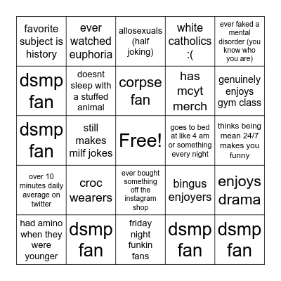 red flag bingo Card
