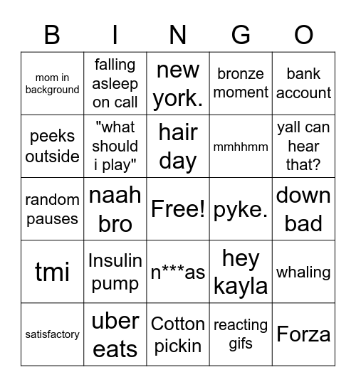 Brian Bingo Card