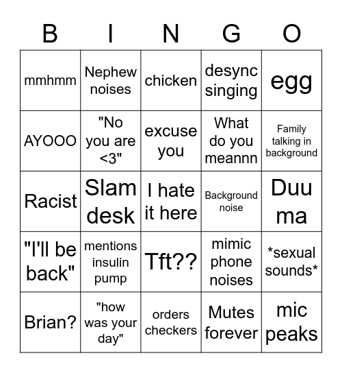 It's not safe here Bingo Card