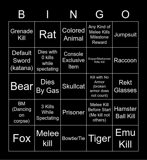 SAR Spectator Bingo Card