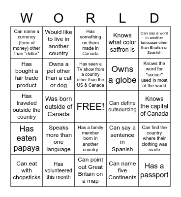 Global Bingo Card