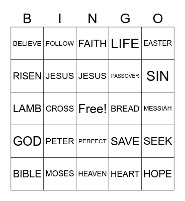 Easter Message Bingo Card