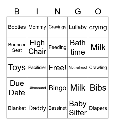 Erica and Aldo's Virtual Baby Shower Bingo! Bingo Card