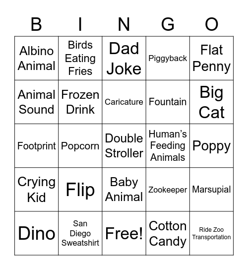 San Diego Bingo Card