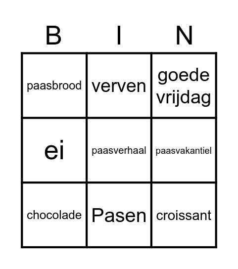 Paas bingo Card