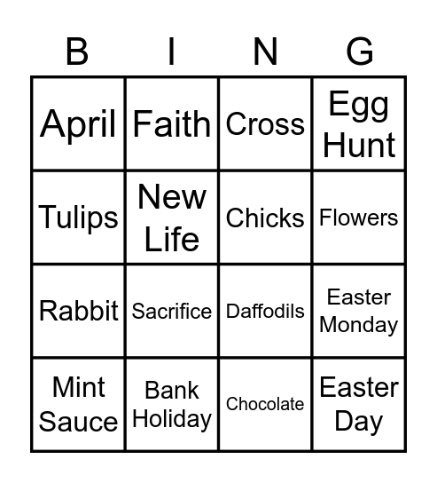 Alcura Easter Bingo! Bingo Card