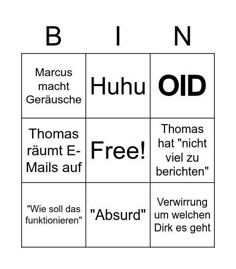 Architecture Meeting Bingo Card