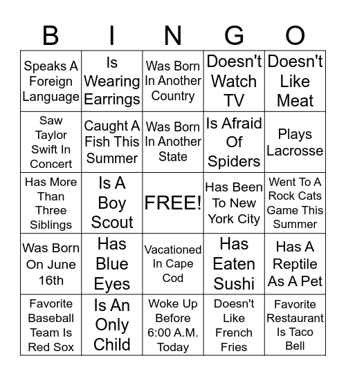 MURPHY BINGO Card