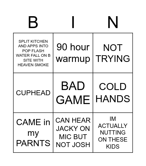 BIG GUY CSGO Bingo Card