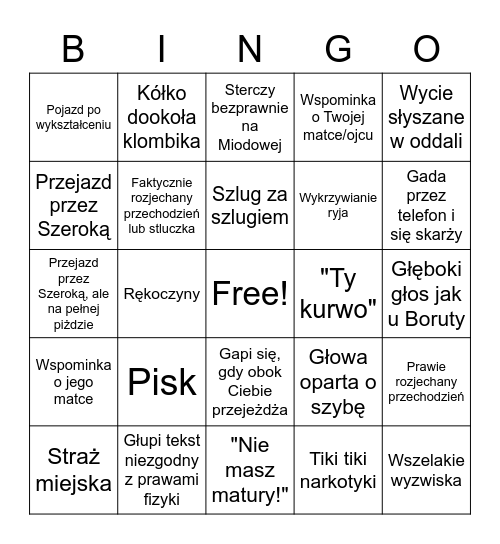 Głowingo Bingo Card