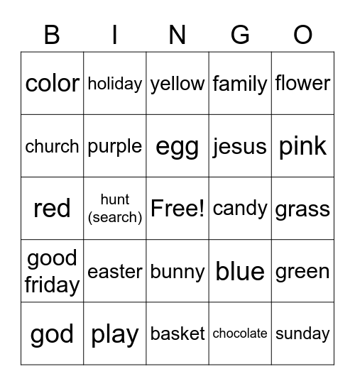 Easter Bingo Card