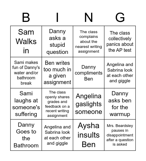 AP Lang Bingo Card