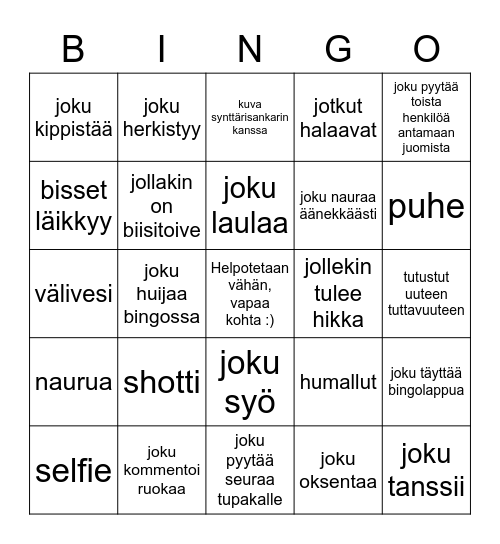 SYNTTÄRIBINGO Card