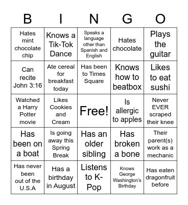 4-224 Bingo Card