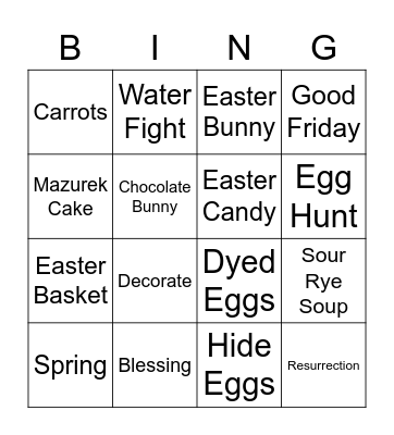 Easter Bingo Card